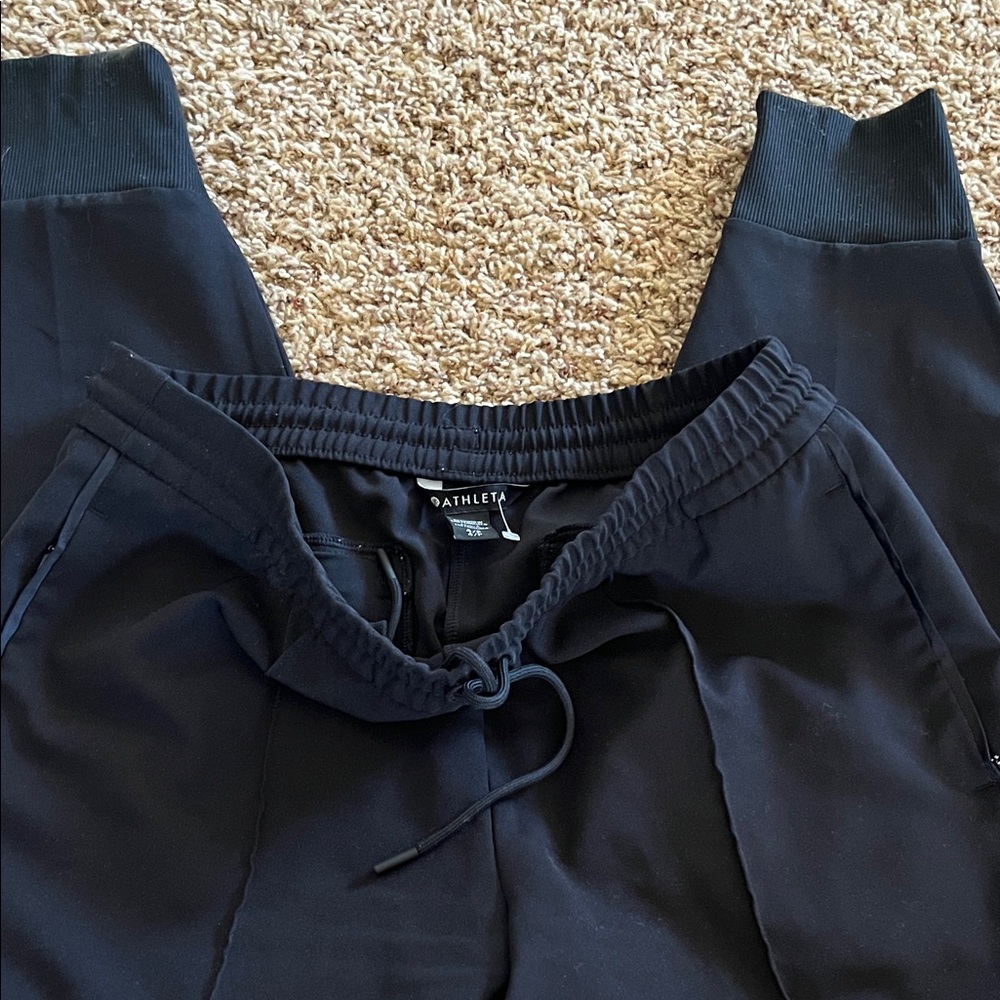 Athleta Black Elastic Waist Drawstring Joggers